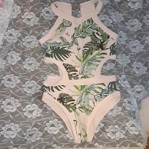 Jungle Leaf Print One Piece Swimsuit | ROMWE